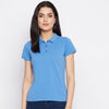 Ketex Sky Blue Cotton Blend Polo Neck Tshirt