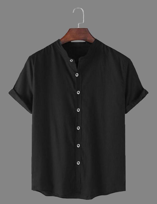 TRYTHIS Cotton Solid Half Sleeves Polo Neck Mens Shirt